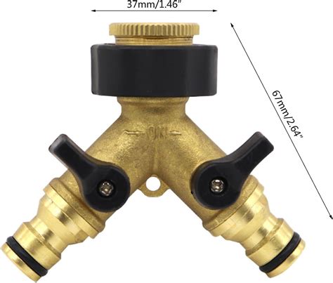 2 Way Solid Brass Y Valve Garden Hose Splitter With Shut Off Valves