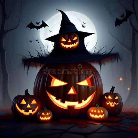 Creative Halloween Concept Art - Digital Painting Stock Photo - Image ...