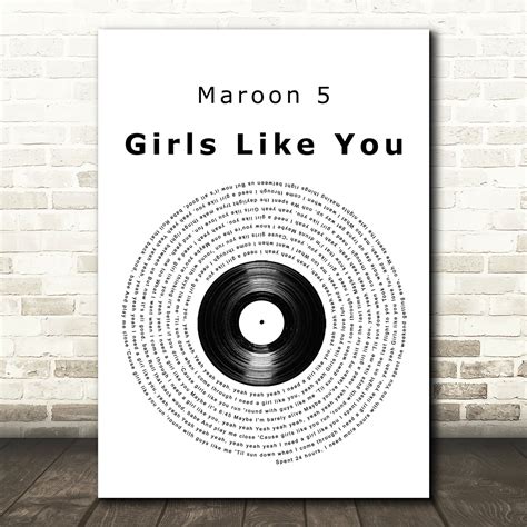 maroon  girls   vinyl record song lyric quote print song