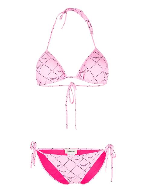 Zadig Voltaire Logo Print Bikini Set In Pink ModeSens