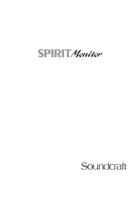 Soundcraft Spirit Monitor Manual English 28 Pages