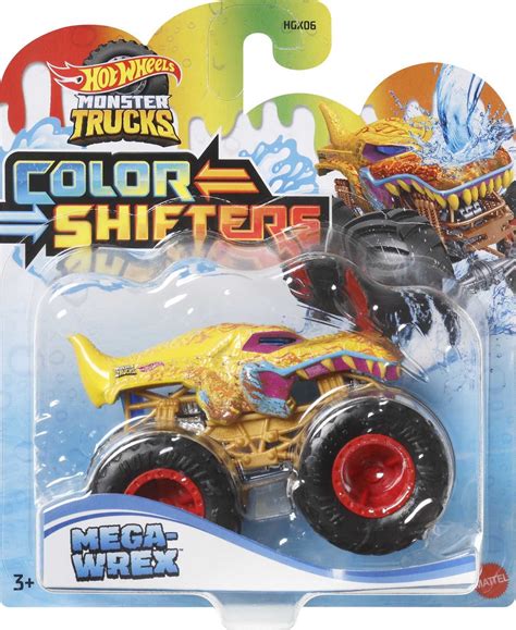 Hot Wheels Monster Trucks Color Shifters Mega Wrex 1 64 Scale Toy Truck Changes Color With