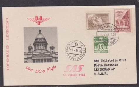 Denmark 1968 SAS Airlines Copenhagen To Leningrad DC 9 Flight Card EBay