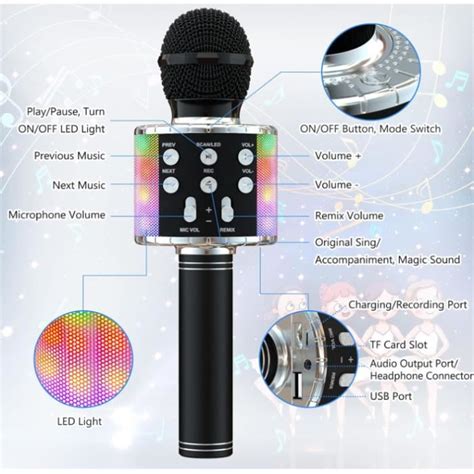 Microphone Karaoke Sans Fil Karaok Microphone Bluetooth Portable Pour