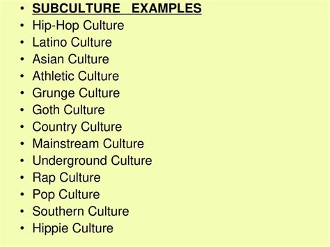 Subculture Examples