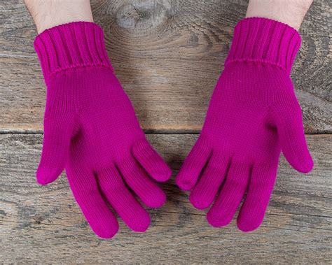 Hot Fuchsia Pink Gloves Women Hand Knit Gloves Men Merino Etsy