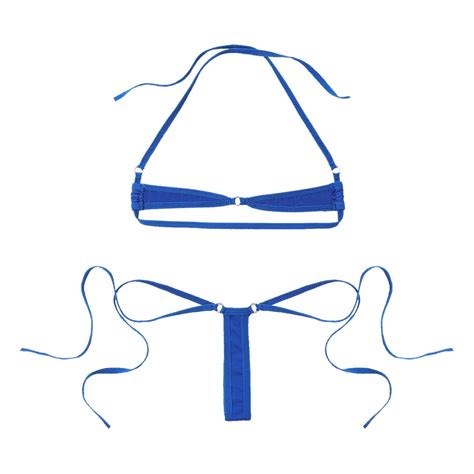Women Micro Bikini Set Lace Up Halter Bra Low Rise Thong Sunbathing Swimwear Ebay