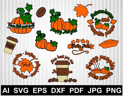 Hello Fall Svg Autumn Svg Leaves Svg Pumpkin Clipart Cricut Dxf Eps