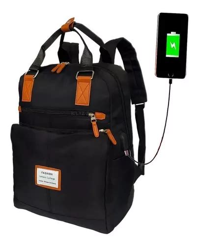 Mochila Bolsa Feminina Antifurto Usb Notebook Impermeável Cor Preto