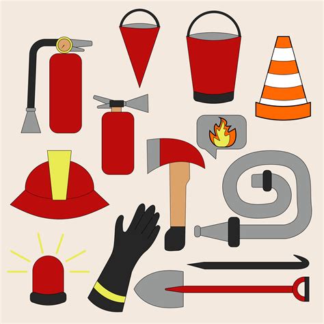 Set Of Firefighter Equipment Fireman Tools Set Hydrant Fireplug