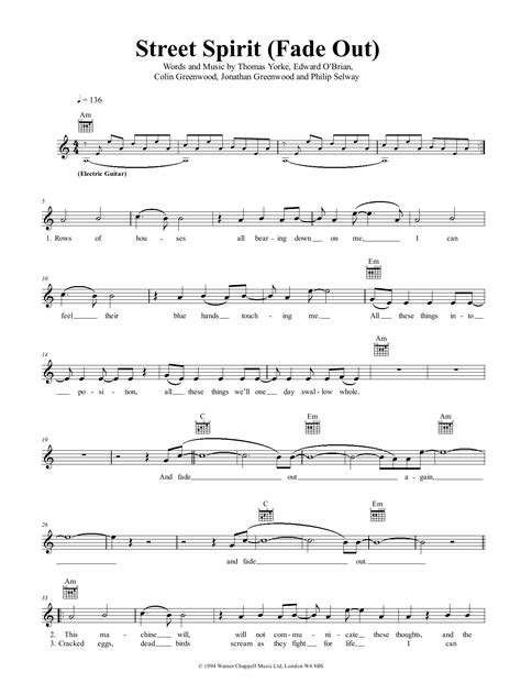 Street Spirit Fade Out Sheet Music Direct