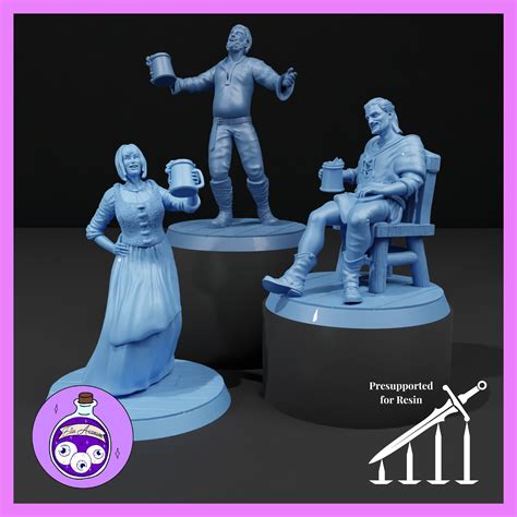 👨 Merry Tavern Patrons・ 3D File for 3D printing・Cults