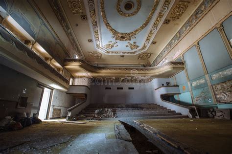 Large Dark Hall Of Old Abandoned Cinema Theater Stock Photo Image Of