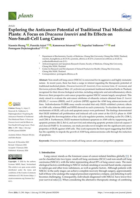 Pdf Exploring The Anticancer Potential Of Traditional Thai Medicinal