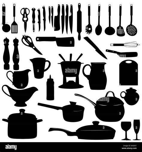 Herramientas de Cocina silueta ilustración vectorial Fotografía de