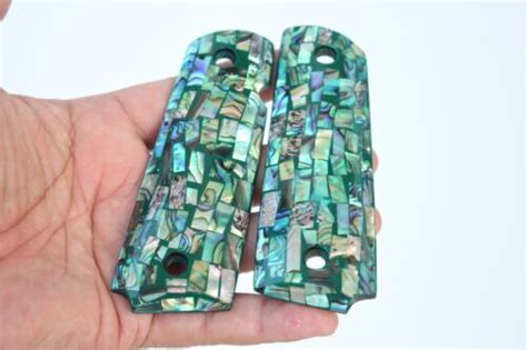 New Genuine Abalone Pearl Grips For 1911 Full Size Colt Kimber Ruger