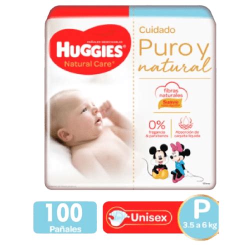 Pañales Huggies Nat Care Cuidado Puro y Nat Eta 1 P x 100 Pañales