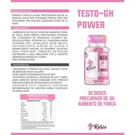 Suplemento Pré Hormonal Testo GH Power Feminino 60 cápsulas Rosie no