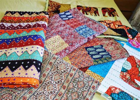 hand crafted patchwork embroidered quiltthrow neltah