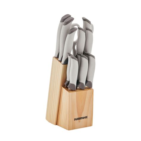 Farberware 14 Piece Soft Grip Cutlery Block Set Gray