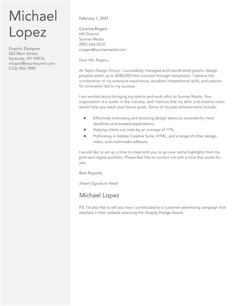 Graphic Design Cover Letter Examples And Templates For 2024