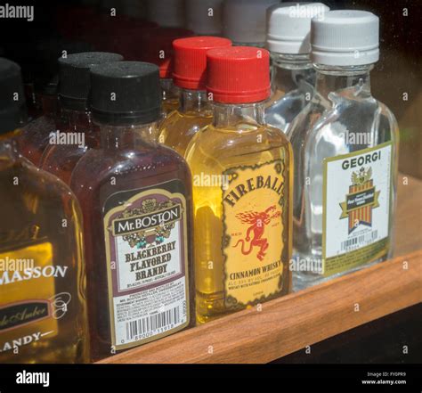 Pint Bottles Of The Popular Fireball Cinnamon Whiskey With Other Stock