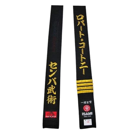 Isami Custom Embroidered Black Belts For Bjj Karate Judo