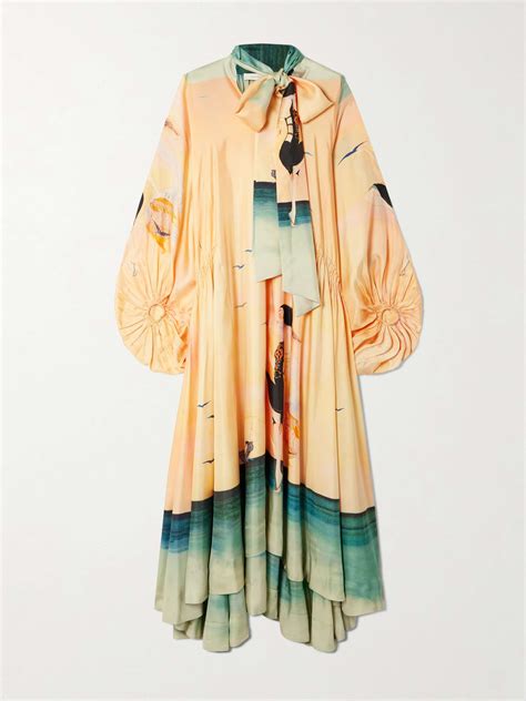 ZIMMERMANN Eden Pussy Bow Silk Maxi Dress NET A PORTER