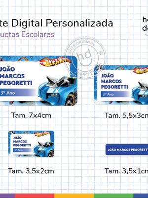 Arte Digital Etiqueta Escolar Hot Wheels Elo