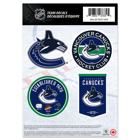 Vancouver Canucks 5 X 7 Mini Decal Set Pro Hockey Life