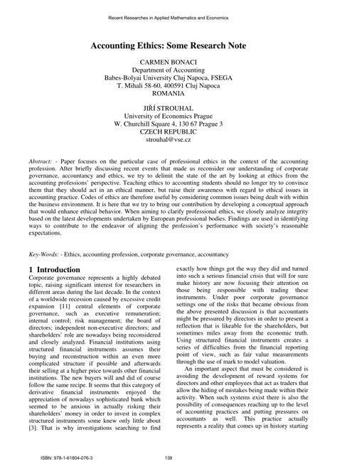accounting ethics  research note