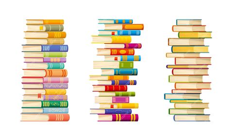 Высокие книжные стопки и стопки книг в библиотеке | Премиум векторы