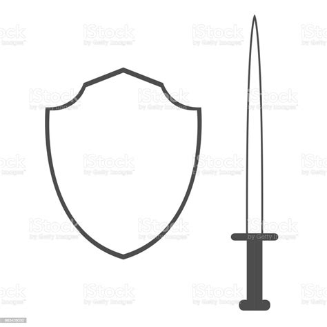 Shield And Sword Icons Vector Illustration Stock Illustration Download Image Now Battle