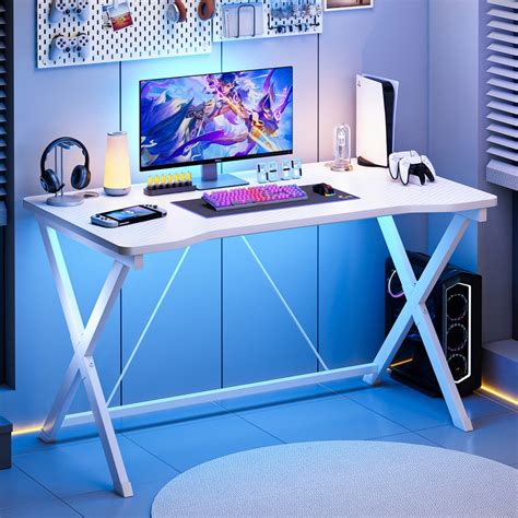 Mesa Para Dois Computadores - Mesa de Computador e Jogosde 100 cm com Dois Orifícios para Cabos, Mesa ...