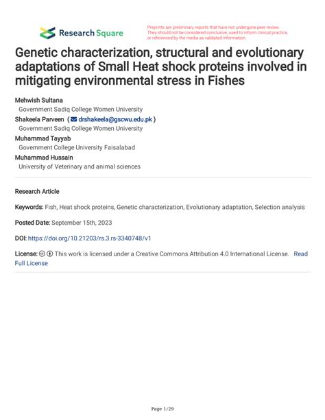 PDF Genetic Characterization Structural And Evolutionary Adaptations