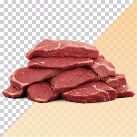 Uma Pilha De Fatias De Carne Bovina Crua Isoladas Em Um Fundo