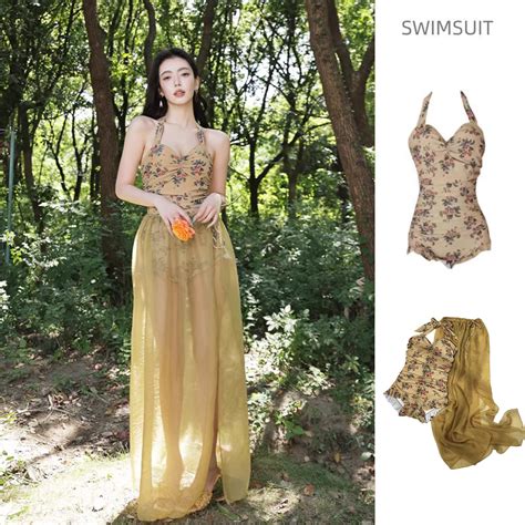 In Hot Spring Vacation Sexy One Piece Swimsuit Women S States Bikini Tie Swimsuit Suit Shopee