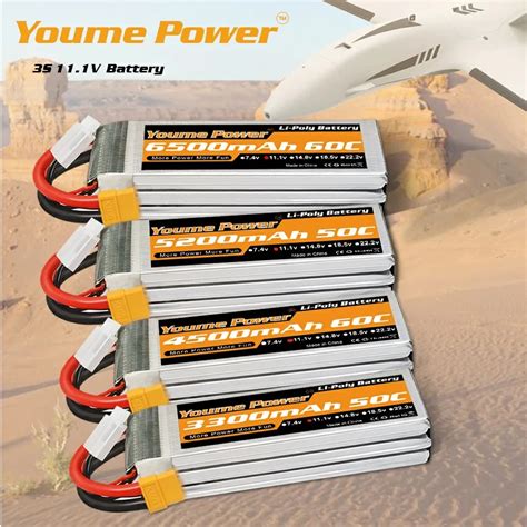 Youme 3S Lipo Battery 11 1V 3300mah 4000mah 4500mah 5200mah 6500mah 60C