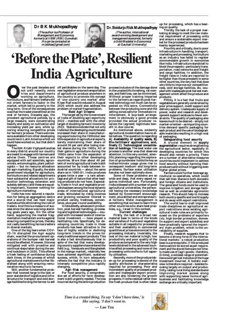 Pdf Before The Plate Resilient Indian Agriculture