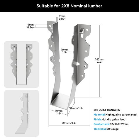 Snapklik.com : Herbert-fty 2X8 Joist Hanger 20 Gauge LU28 Galvanizing