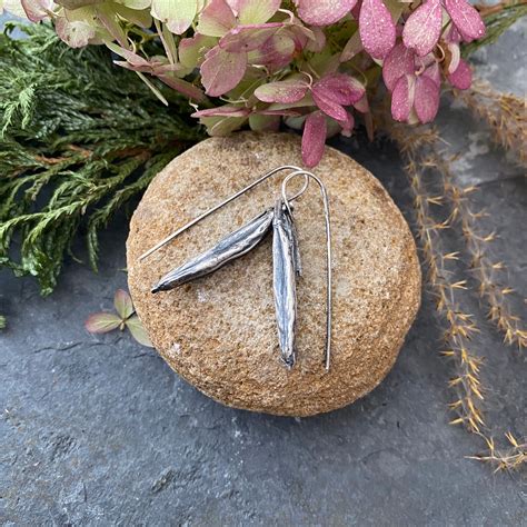 Hosta Seed Pods Recycled Sterling Silver Earrings Etsy