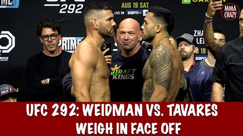 UFC 292 Chris Weidman Vs Brad Tavares Weigh In Face Off YouTube