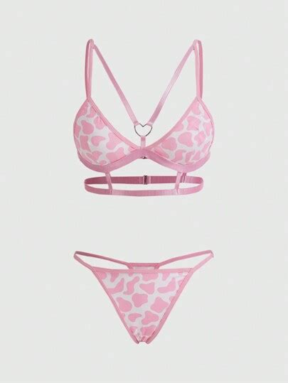 Romwe Kawaii Heart Ring Linked Harness Lingerie Set Shein Uk