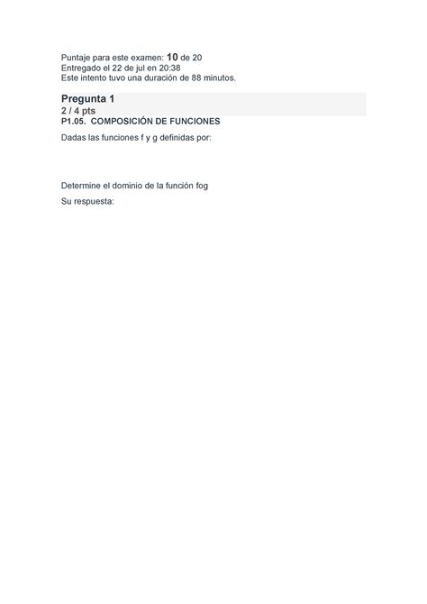 Examen Final De Mate Para Ingenieros Puntaje Para Este Examen De