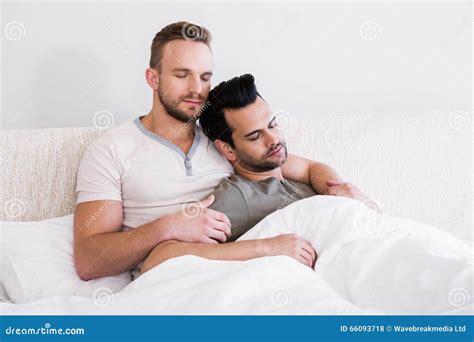 Asleep Gay Couple Lying In Bed Stock Photo Image Of Domestic Love