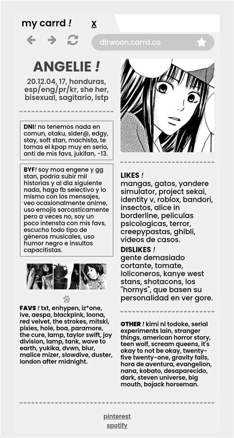 Carrd Inspo Manga Anime