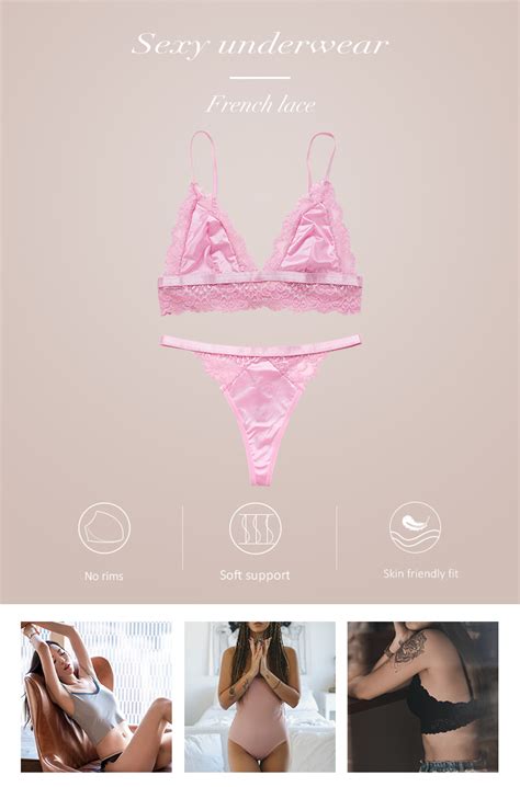 2022 Hot Sexy Underwear Set Ropa Interior Para Mujer Stain Lace Embroidery 2 Piece Set Sexy Pink