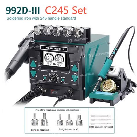 Yihua 992D III 2 In 1 C210 C245 Digital Display Hot Air Gun Soldering Iron Rework Station