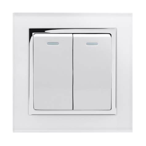 Retrotouch Crystal 2 Gang Retractive Pulse Light Switch With White