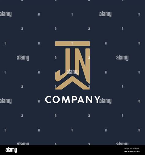 Jn Initial Monogram Logo Design In A Rectangular Style With Curved Side